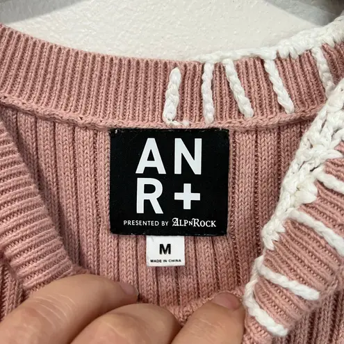 Alp N Rock Taylor Knit Tank Top Size M Pink Ribbed Crochet Detail Preppy Chic Size M