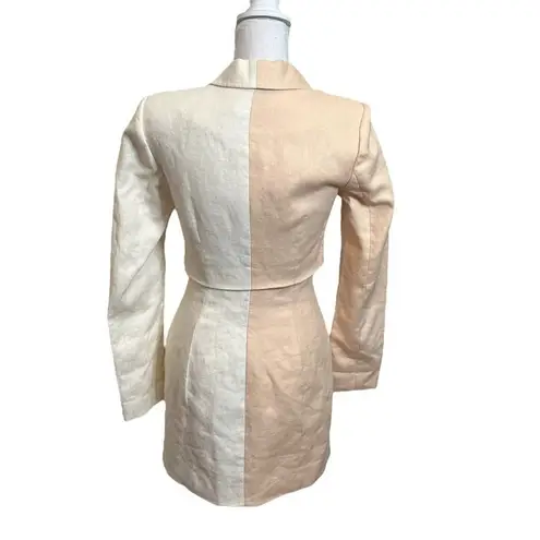 Significant Other Glider Blazer Linen Dress Cut Out Mini Peach Cream Womens Sz 4 Orange