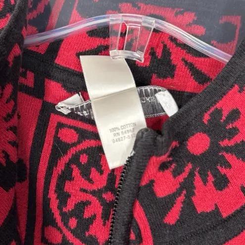 Christopher & Banks Christopher & Banks Sweater Womens XL Red black Geometric Vest Grandma Bohemian