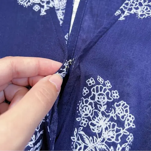 Faithfull the Brand Faithfull • Yacht Romper playsuit navy blue Devani print bandana floral Anthro