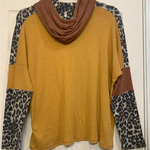 Perfect Peach Ribbed Pullover Brown Cheetah 2X Hoodie. 2629 Size XXL