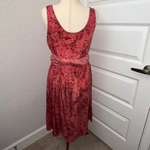 Cut Loose Floral Print Sleeveless Attached Belt Sash Midi Dress