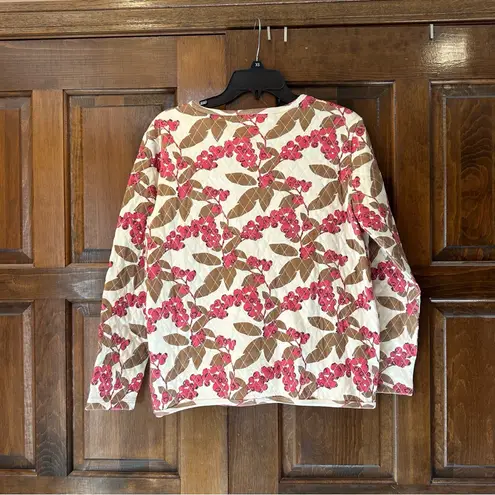 Kate Quinn Cranberries Print Women’s Quilted Cardigan Size Medium Organic