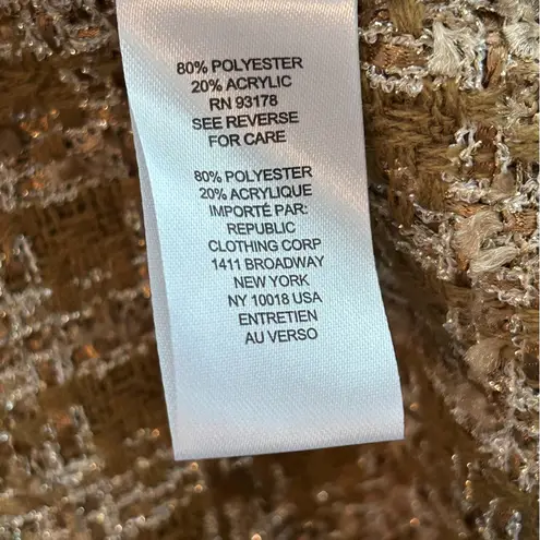 Elie Tahari Metallic Gold Tweed Long Coat Size Small NWT