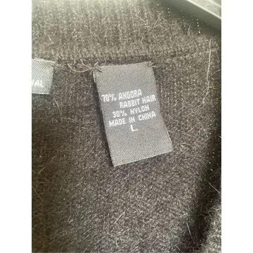 Modo International Women’s Angora Rabbit Hair Midi Dress Black L Size L