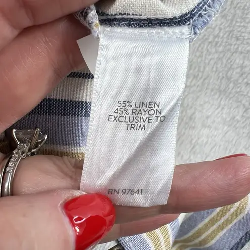 J. Jill XL Pants Cropped Wide Leg Linen Blend Striped Beachy Resort Sustainable Tan