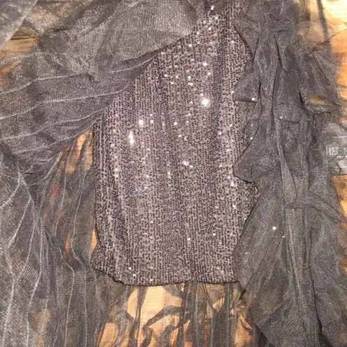 Mac Duggal 27119 Womens Sequin Mini with High Low Ruffle Tiered Train Dress Gown