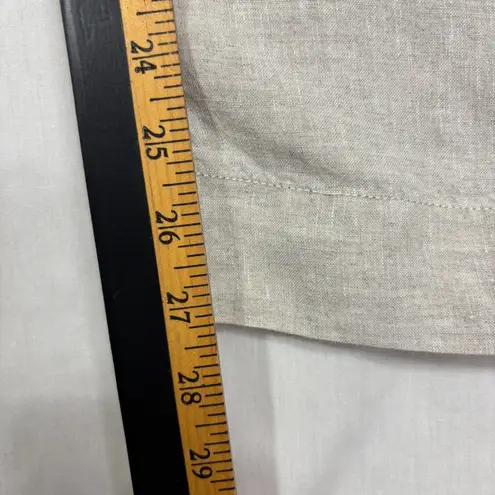 L.L.Bean Pants Womens 4 Beige Oat Linen Wide Leg Drawstring Coastal Beachy Tan