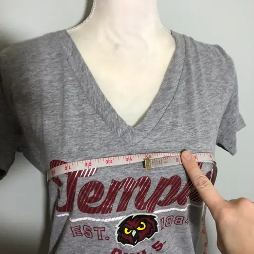 Rivalry Threads NWOT Temple University Owls V Neck Tee T Shirt Top Heather Gray