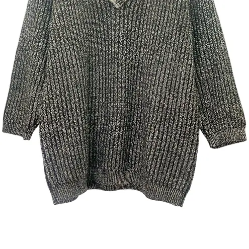 Classiques Entier Classiques Merino Wool Blend Textured V-Neck Oversized Sweater Black Gold Medium - Image 4