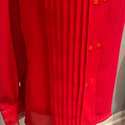 Jordan Elegant Christmas Red Women's Top vintage button front - Image 3