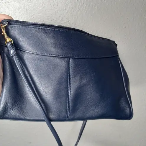 Amanda Smith Bag Genuine Supple Leather Crossbody Minimalist in Dark Navy 10x7