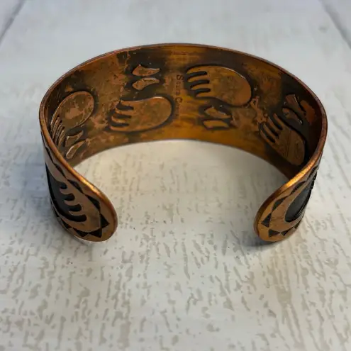 Vintage Copper Bear Paw Cuff Bracelet Brown