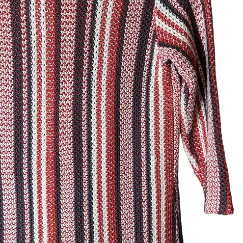 Soft Surroundings Montego Bay Sweater Size XS Dusty Red Blue White Open Knit