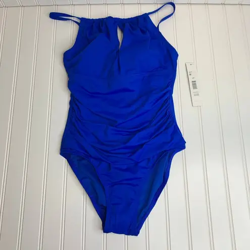 Tahari Nwt High Neck Mio Ruched Front Swimsuit Sz Small