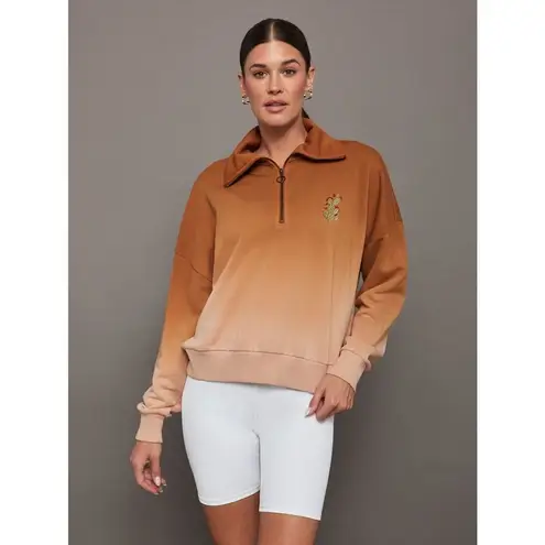 NWT Carbon38 Ombré French Terry Half Zip Cactus Brown Size XS