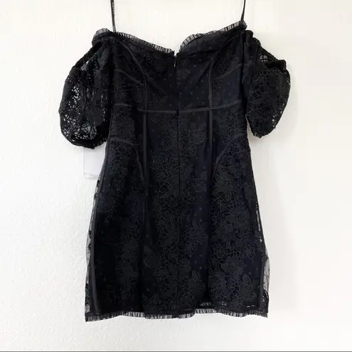 For Love & Lemons  Azalea Lace Off The Shoulder Mini Dress