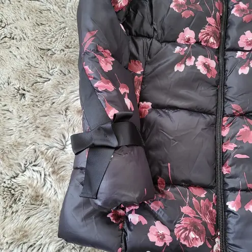 Karl Lagerfeld Paris Floral Print Puffer Jacket Size Small