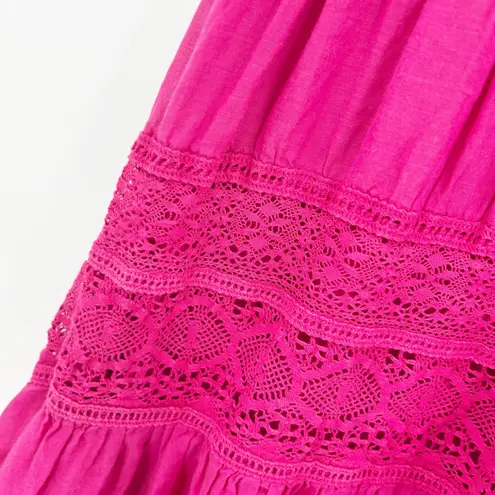 Sundance Womens Bright Tomorrow Western Boho Peasant Lace Crochet Midi Dress