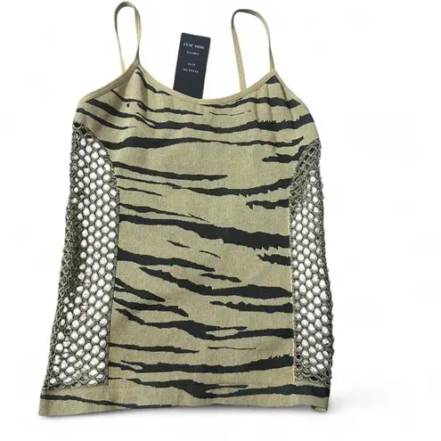 Y2K Tiger Print Mesh Tank Green Size undefined