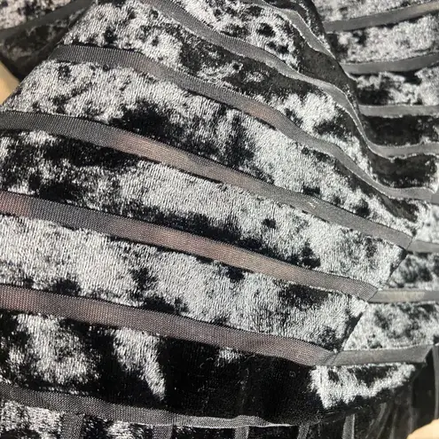 Gypsies & Moondust Size S Black Crushed Velvet Burnout Cowl Neck Striped Shirt