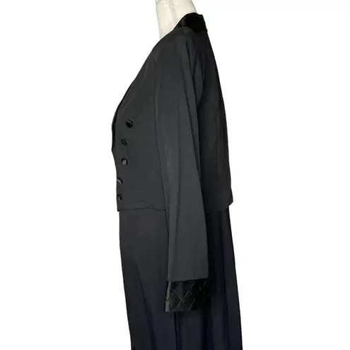 Alexis Vintage 80s 90s  Womens 2 pc Black Long Tuxedo Dress with Jacket Size L