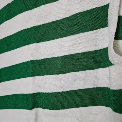 Moth Tank Top Knit Striped Anthropologie Green White Casual Crewneck Coastal Size XXS