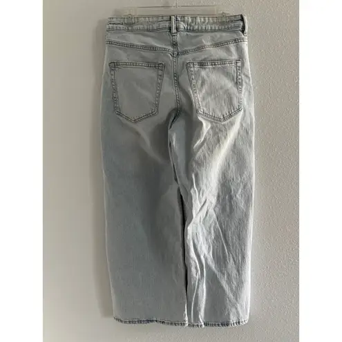 & Denim Jeans Womens Size 10 High Rise Wide Leg Crop Light Wash Denim Minimalist Blue