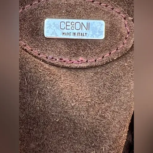 Cecconi Piero Womens Tote Leather Calf Hair handbag Floral Boho Western Italy Brown