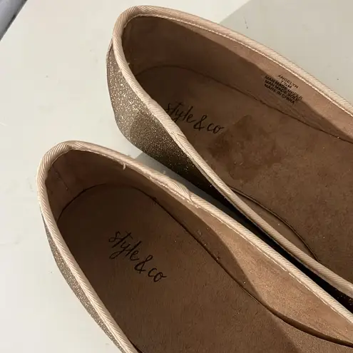Style & Co  Women’s Ballet Flats Gold Sparkle Bling Size 7.5