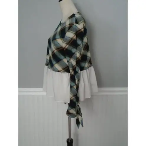 Design Lab NEW women's small Plaid 2 in 1 Sweater Blouse Top Long Sleeve