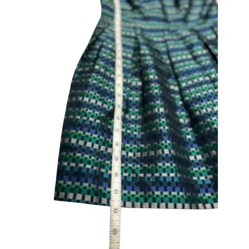 Shoshanna Blue Green Silver Veronica Aegean Jacquard Sleeveless Dress Size 2