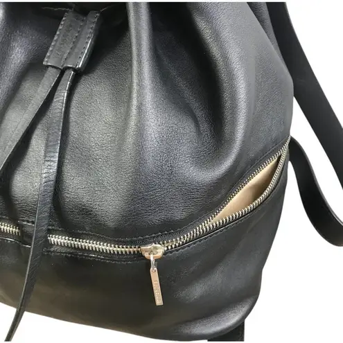 WHISTLES Cow Leather Backpack Black Drawstring Zip Academia Lifestyle Travel