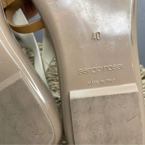 SERGIO ROSSI Thong Sandals Womens Size 40 US 10 Summer Beachy Leather Italy Luxe Tan