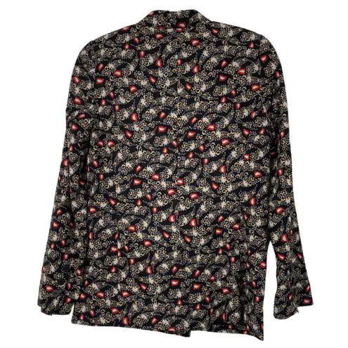 SEE U SOON PINNATE LEAF & FLORAL DESIGN BLACK, RED, WHITE, TAN BLAZER SIZE SMALL