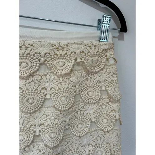 Sabine skirt size M cream crochet short lined festival boho romantic Size M