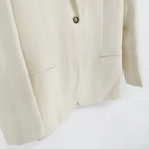 ZARA  Peak Collar One Button Oversized Blazer Lyocell in Cream Women's S