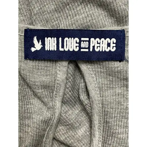 Ink Love And Peace Womens Tunic Top Gray Short Sleeve High Low Key Hole Modal L Size L