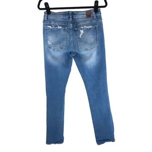 BKE Womens Stella Straight Jeans Distressed Low Rise Stretch 28Rx31.5