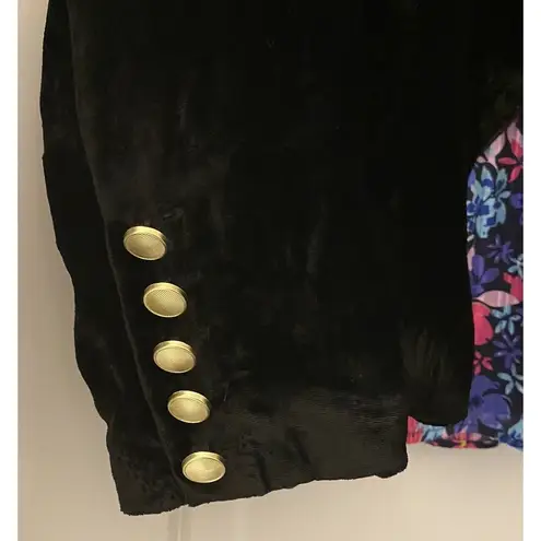 HOUSE OF HARLOW Double Breasted Black Velvet Blazer Jacket sz XS Golden Buttons