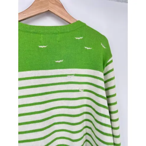 Quacker Factory Cardigan Sweater M Embroidered Lighthouse Boats Beach Striped - Image 8