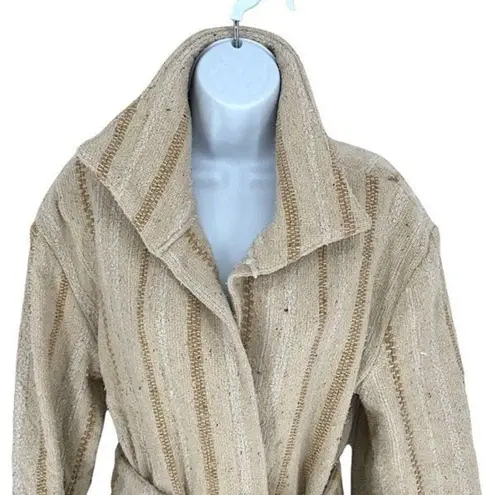 Faherty Womens June Lake Tie Belt Tweed Textured Jacket Sand Dune Brown Medium