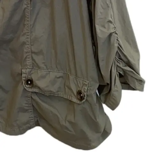 XCVI π« Lightweight Ruched Cotton Utility Jacket/Blazer Light Olive Green 2X