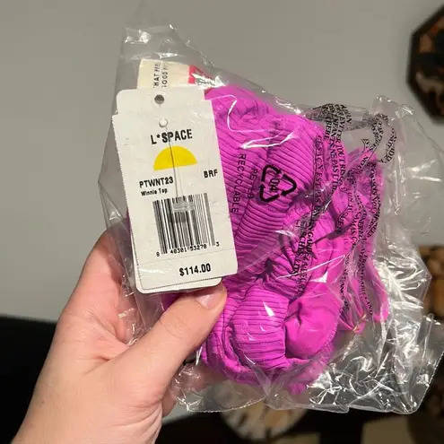 l*space NEW L* pointelle rib winnie bikini top in bright fuchsia size s