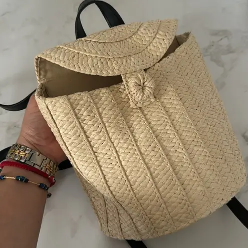 A New Day Straw Basket Backpack - Natural  NWOT