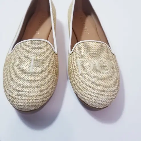 Jack Rogers  Raffia Woven Loafers Flat Shoes Bride Wife "I Do" Embroidery