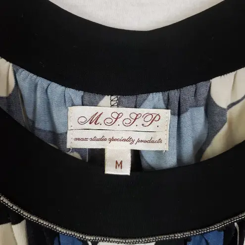M.S.S.P Geometric Wrap Style Dress Short Sleeve M Blue Size M
