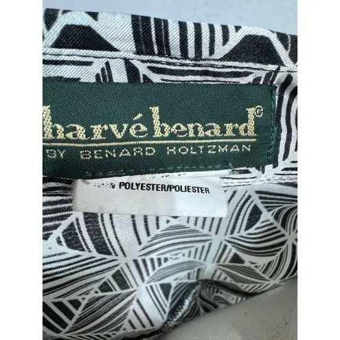 Vintage Harvé Benard Geometric Satin Button Up Shirt Mod Art Deco Aesthetic L