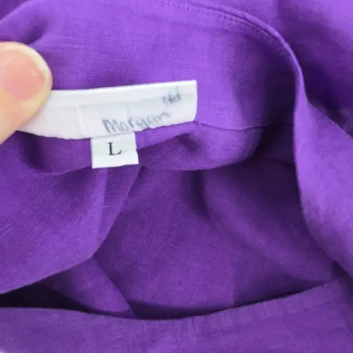 Bryn Walker Linen Set Tunic Top Pants Purple Oversized Crop Wide Leg Pants Large