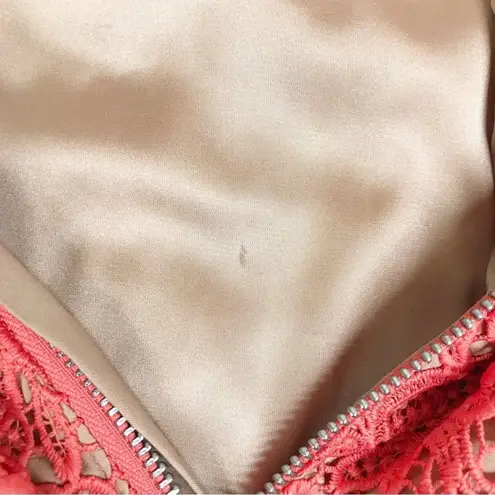 Stylestalker Coral Crochet Lace Mini Dress Spaghetti Strap Amelie Sz Medium New